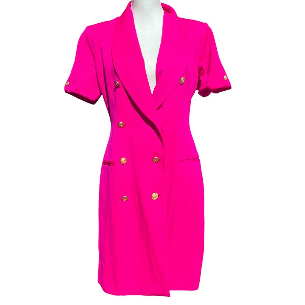 Premier Dresses Petites Vintage Pink Blazer Dress with Statement Button Size 8